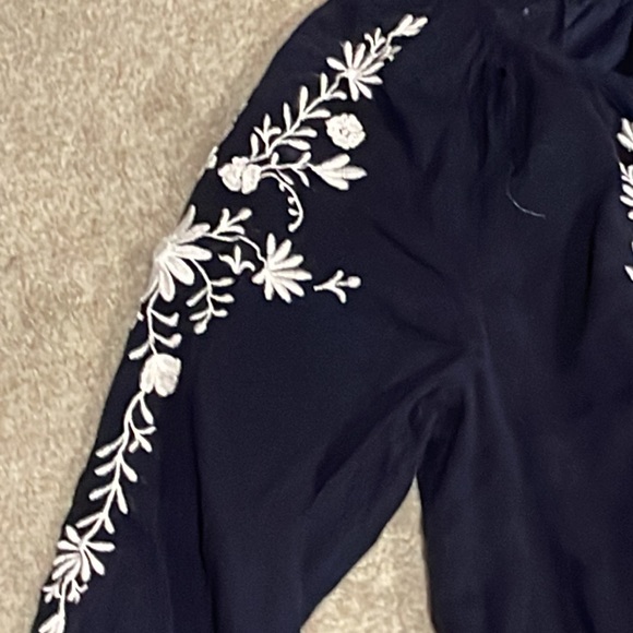 Talbots Embroidered A-Line gauze dress navy PL - Picture 4 of 9